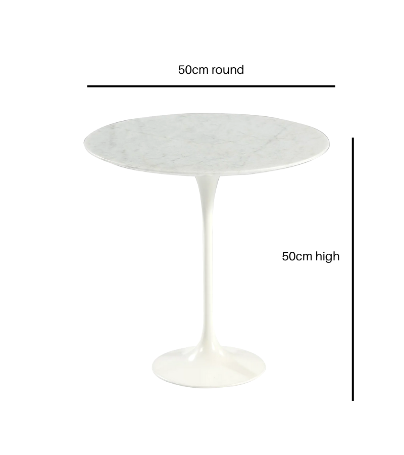 Accent Table Marble 50cm Italian Carrara Marble