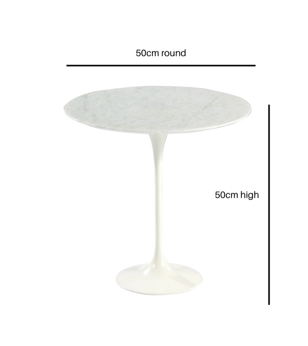 Accent Table Marble 50cm Italian Carrara Marble