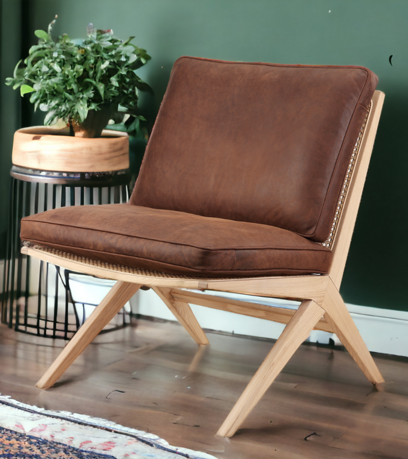 Monterey Accent Chair Ash wood and Vintage Leather