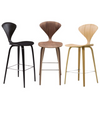 Norman High Back Wooden Counter Stool Midcentury Style