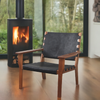 Ventana Lounge Chair Ash Wood with Premium Saddle Leather