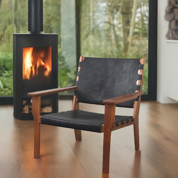 Ventana Lounge Chair Ash Wood with Premium Saddle Leather