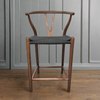 Iben Midcentury Style Walnut Counter Stool Black Cord Seat