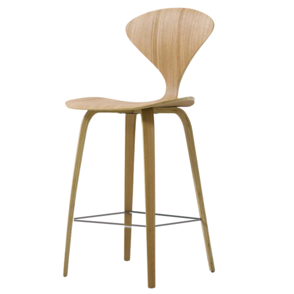 Norman High Back Wooden Counter Stool Midcentury Style