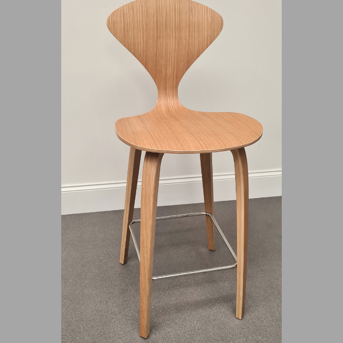 Norman High Back Wooden Counter Stool Midcentury Style