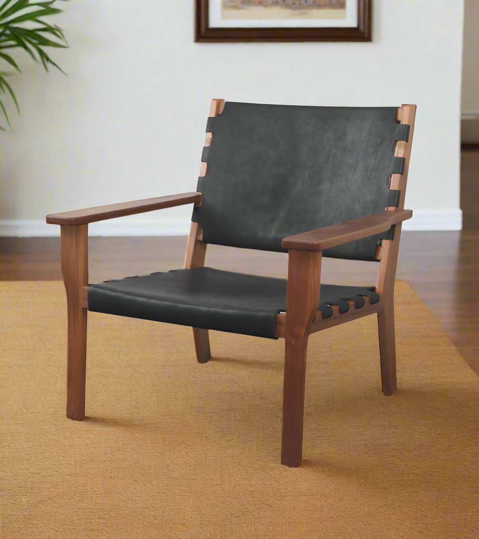 Ventana Lounge Chair Ash Wood with Premium Saddle Leather