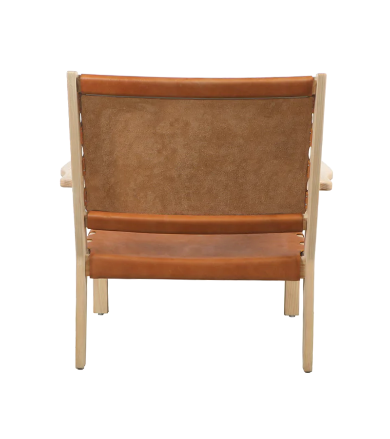 Ventana Lounge Chair Ash Wood with Premium Saddle Leather
