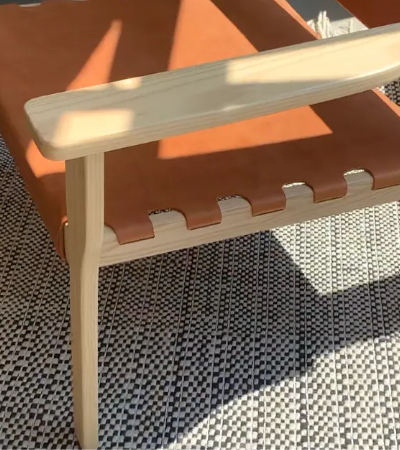 Ventana Lounge Chair Ash Wood with Premium Saddle Leather