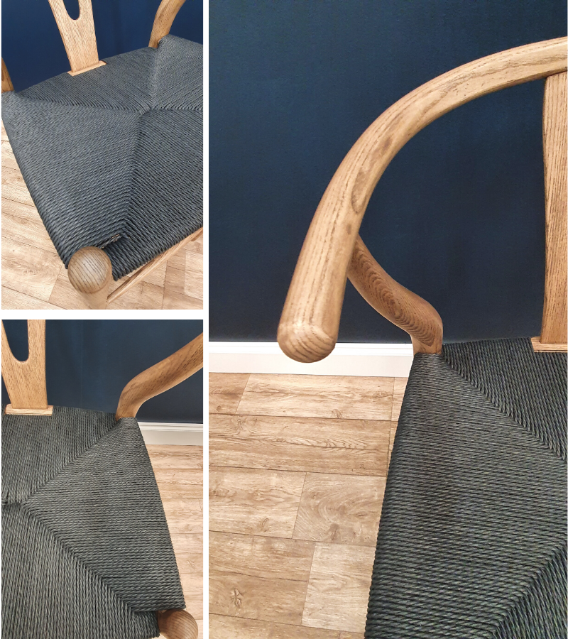Iben Midcentury Style Walnut Counter Stool Black Cord Seat