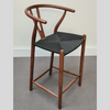 Iben Midcentury Style Walnut Counter Stool Black Cord Seat