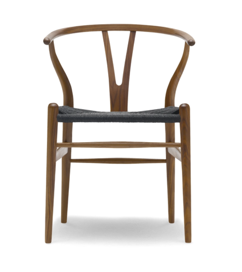 Iben Nordic Style Dining Chair Solid Ash Wood Walnut with Black Cord