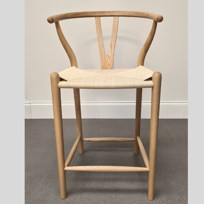 Iben Solid Ash Nordic Style Counter Stool Natural Cord Seat