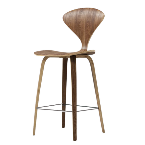 Norman High Back Wooden Counter Stool Midcentury Style