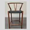 Iben Midcentury Style Walnut Counter Stool Black Cord Seat