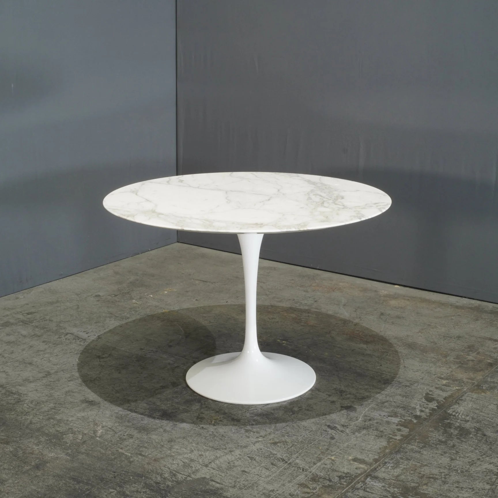 Italian Carrara Marble Round Dining Table, 110 cm