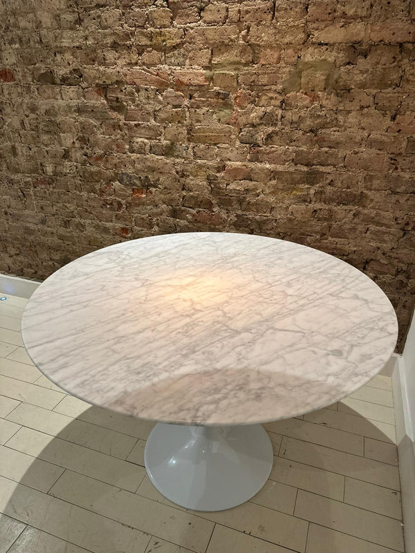 Italian Carrara Marble Round Dining Table, 110 cm