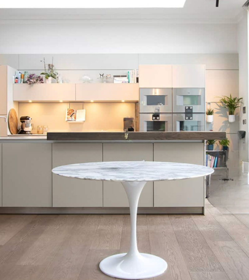 Italian Carrara Marble Round Dining Table, 110 cm