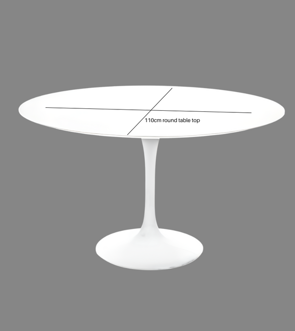 110cm Round White Wood Dining Table
