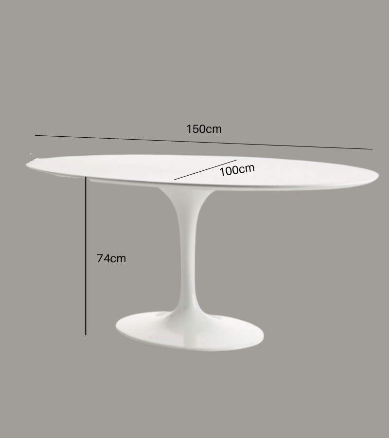Oval Midcentury Style Wood Dining Table 1.5metre