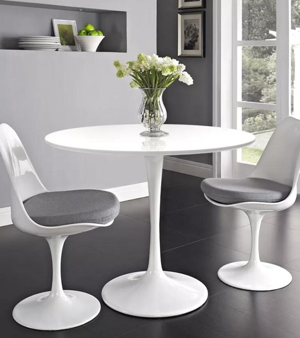 80cm Round White Wood Dining Table to seat two