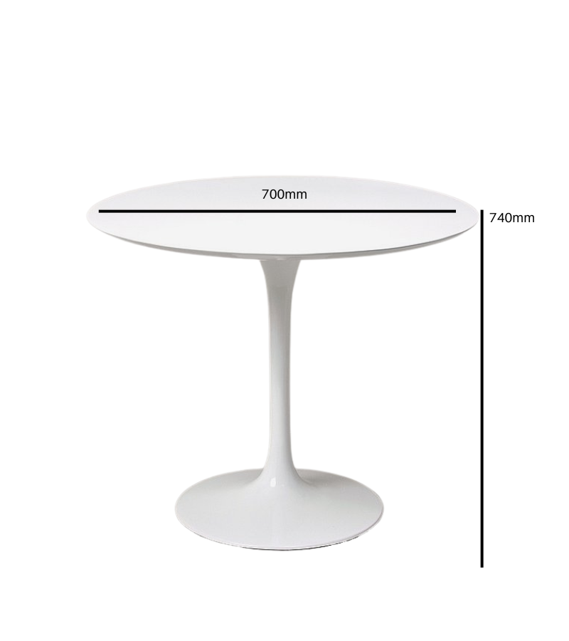 70cm Round White Wood Tulip Style Dining Table
