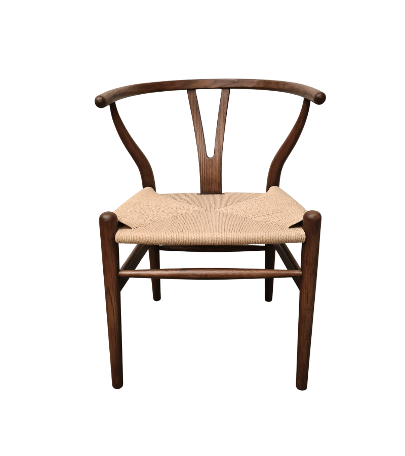 Hans Wish Y Dining Chair Walnut with Natural Cord