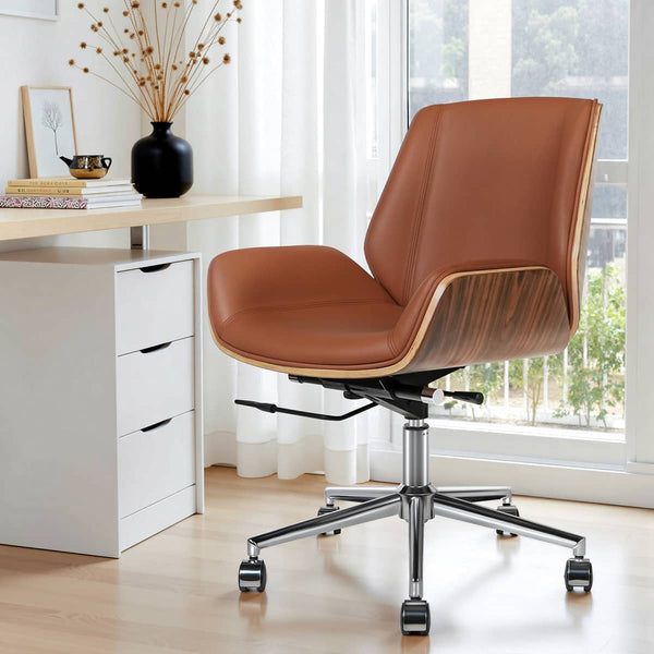 Palo Premium Leather Office Chair with Plywood-Veneered Shell