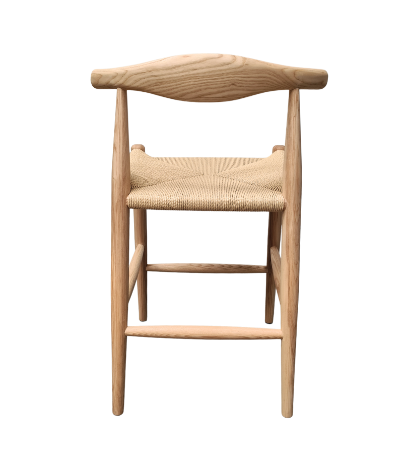 Solid Ash Counter Stool with Natural Cord Seat