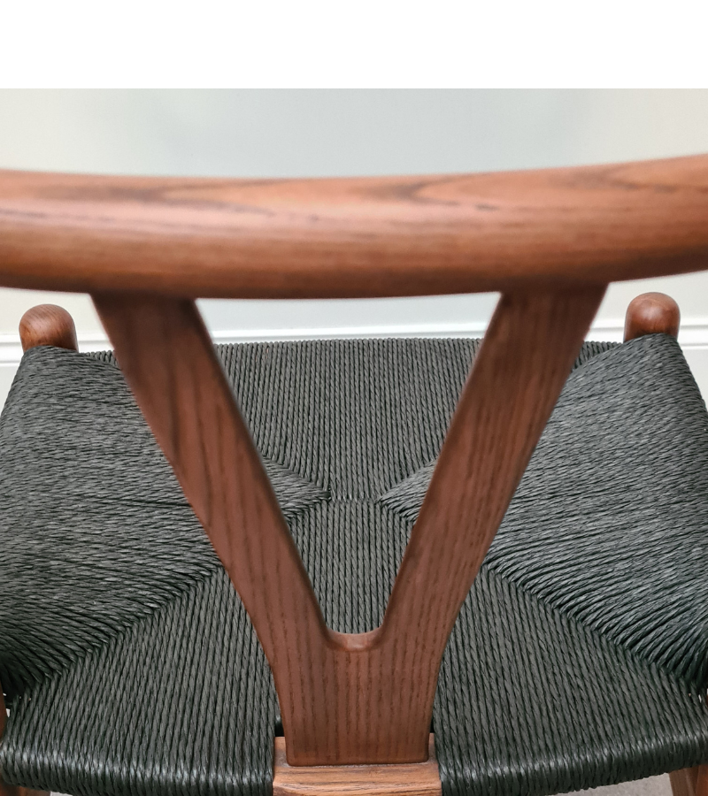 Hans Wish Y Style Dining Chair Walnut with Black Cord