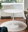 80cm Round White Wood Dining Table to seat two