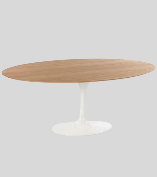 Oval Dining Table 160cm Wood Top with Stem Pedestal