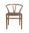 Hans Y Wish Dining Chair with Black Leather Seat