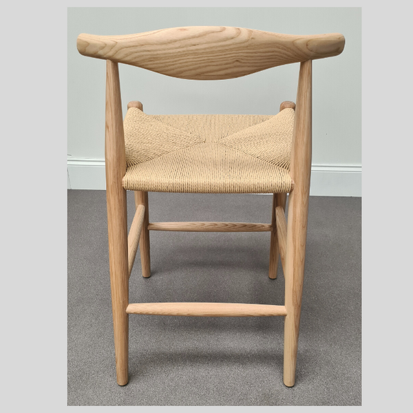 Solid Ash Counter Stool with Natural Cord Seat