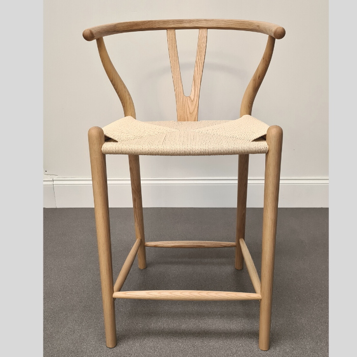 Hans Wish Y Style Counter Stool 64cm Ash Wood Natural Seat