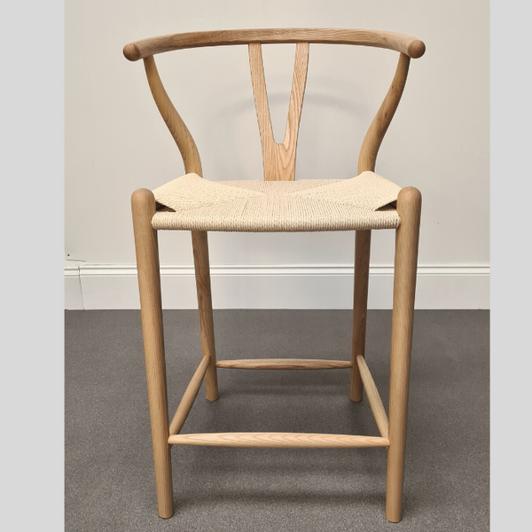 Hans Y Style Counter Stool 64cm Ash Wood Natural Seat