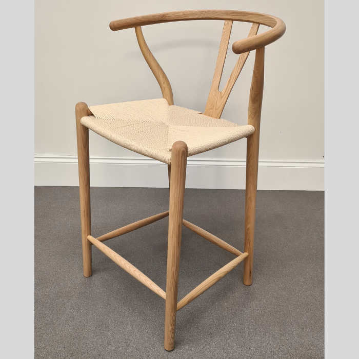 Hans Y Style Counter Stool 64cm Ash Wood Natural Seat