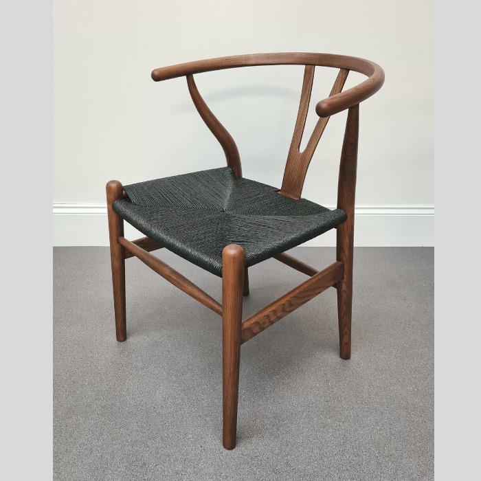 Hans Y Style Dining Chair Walnut with Black Cord
