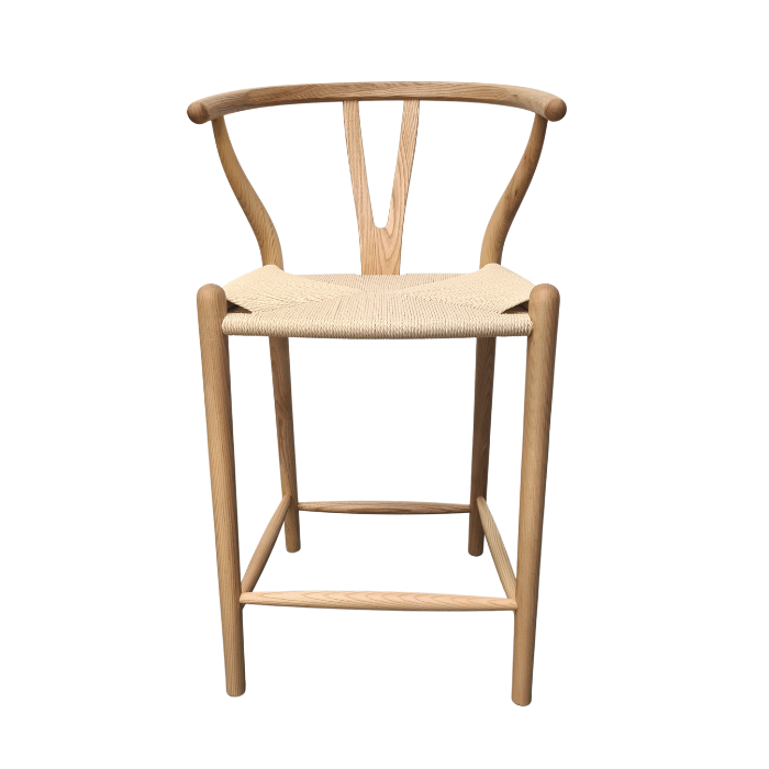 Hans Y Style Counter Stool 64cm Ash Wood Natural Seat